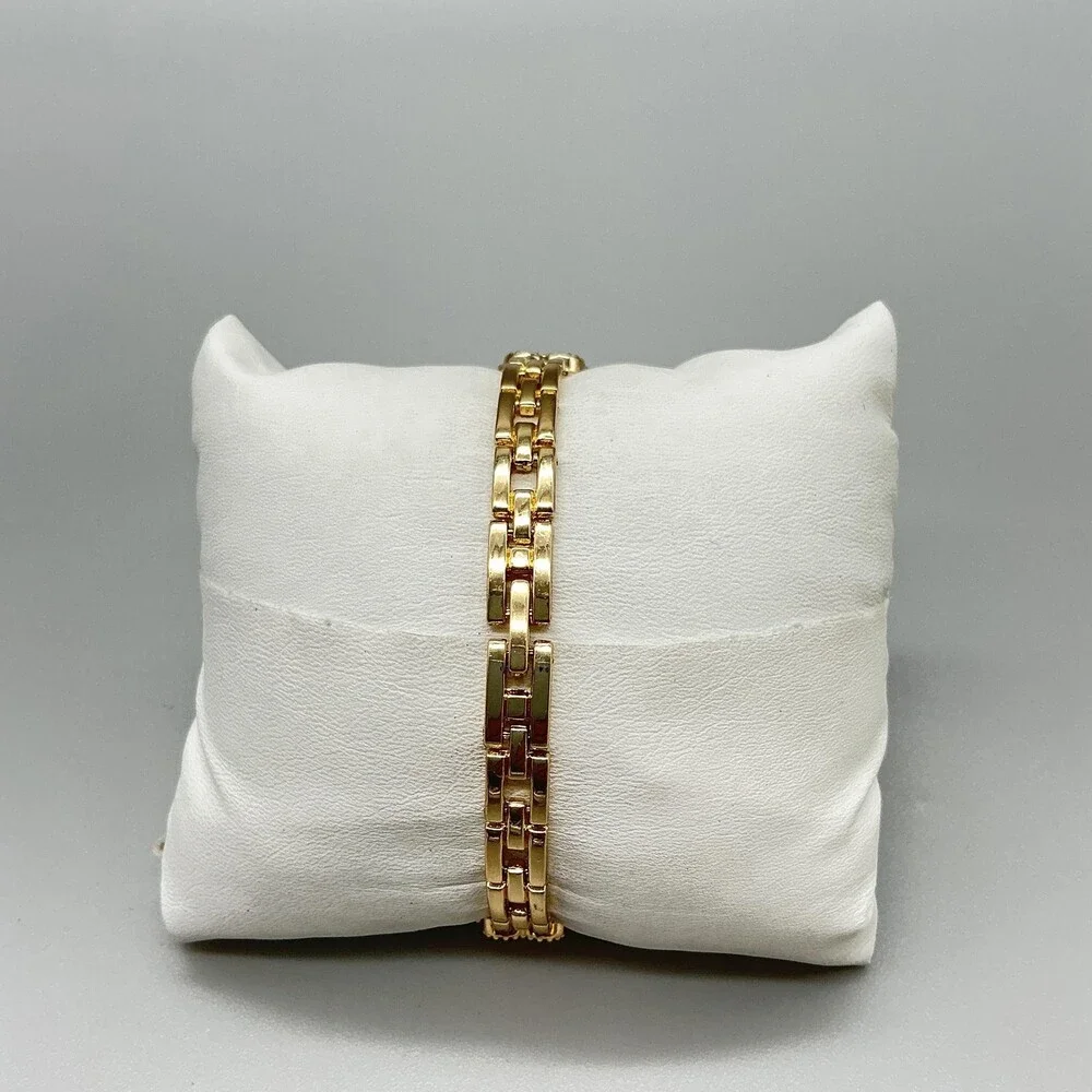 Techno Pave Womens Watch 27mm Champagne Dial Gold Floral Bracelet 10068 8.25